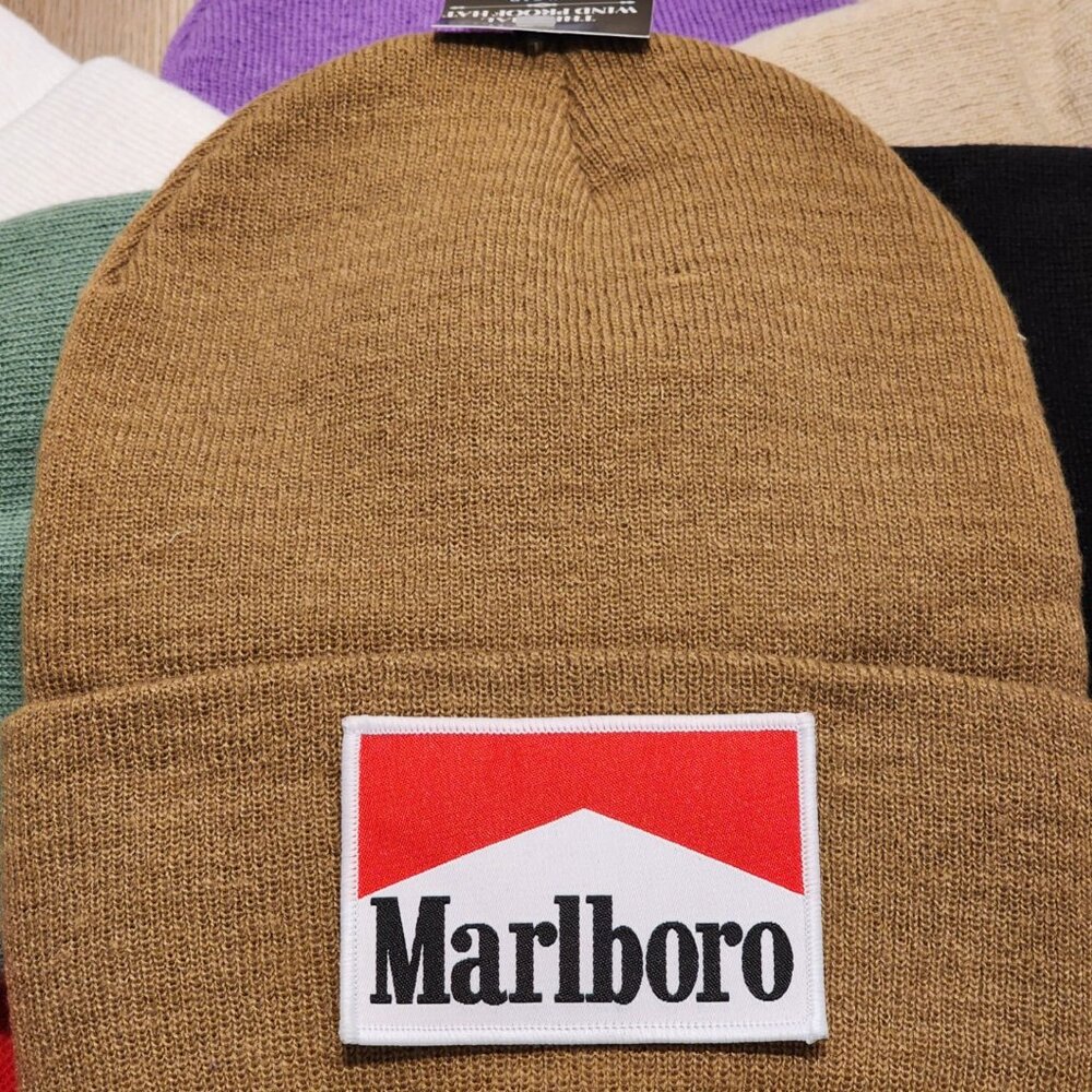 Marlboro Knit Cuffed Beanie in Caramel